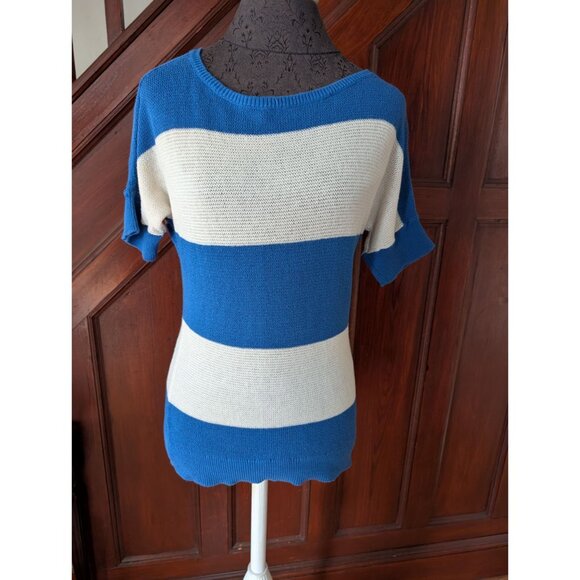 Loft Womens Blue & White Striped Knit Sweater Top S - Picture 1 of 6
